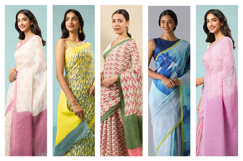Linen Love: Quirky Printed Sarees to Brighten Up Your Summer