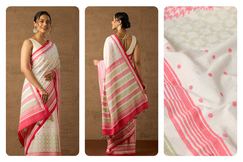 Ways to Style White Saree with Pink Border