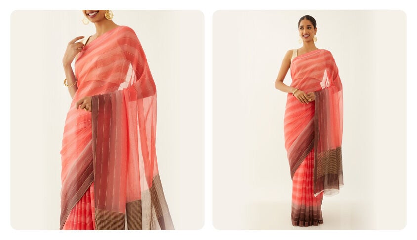 Peach Ombre Saree