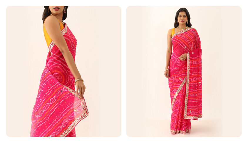 Rani Pink Gota Patti Saree