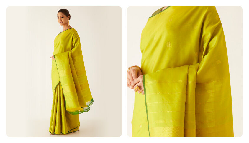 Yellow-Green Kanjivaram Saree