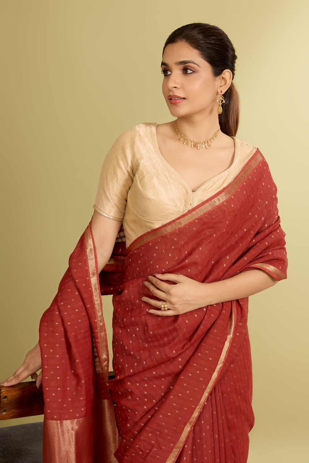 Gold Woven Tissue Blouse image number null