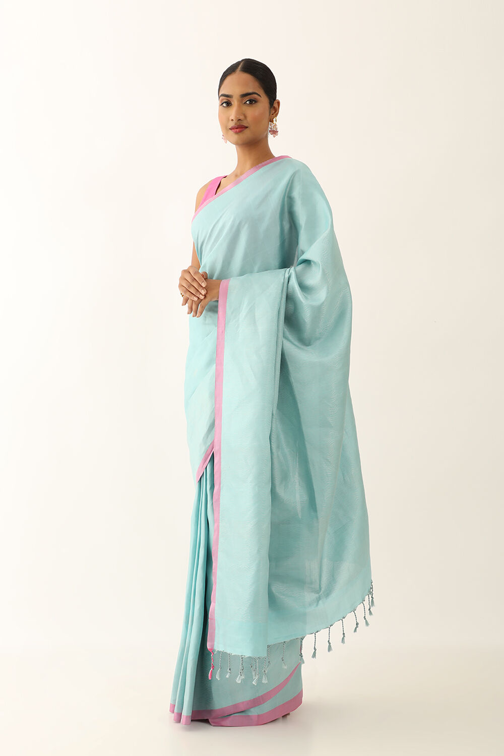 Light Blue Pure Silk Woven South Saree image number null