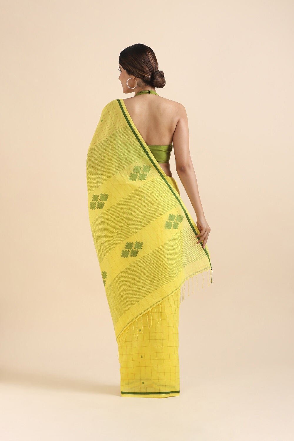Yellow Pure Cotton Jamdani Saree image number null