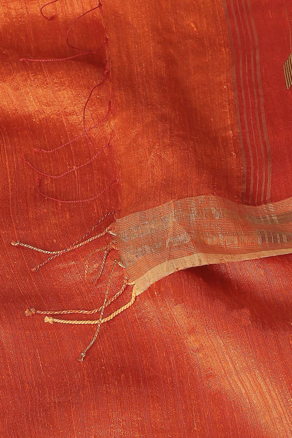Orange Pure Silk Vanya Bengal Jamdani Saree image number null
