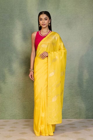 Yellow Woven Design Viscose Saree thumbnail image number null