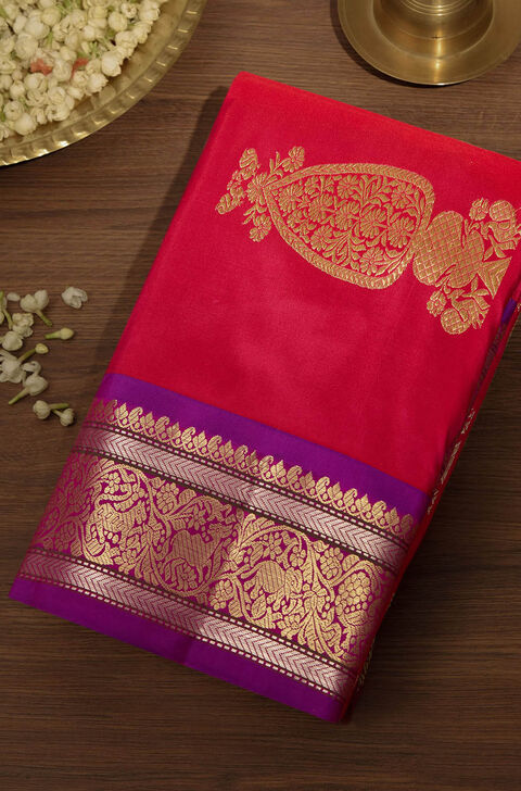 Pink Woven Paithani Inspired Design Pure Silk Saree