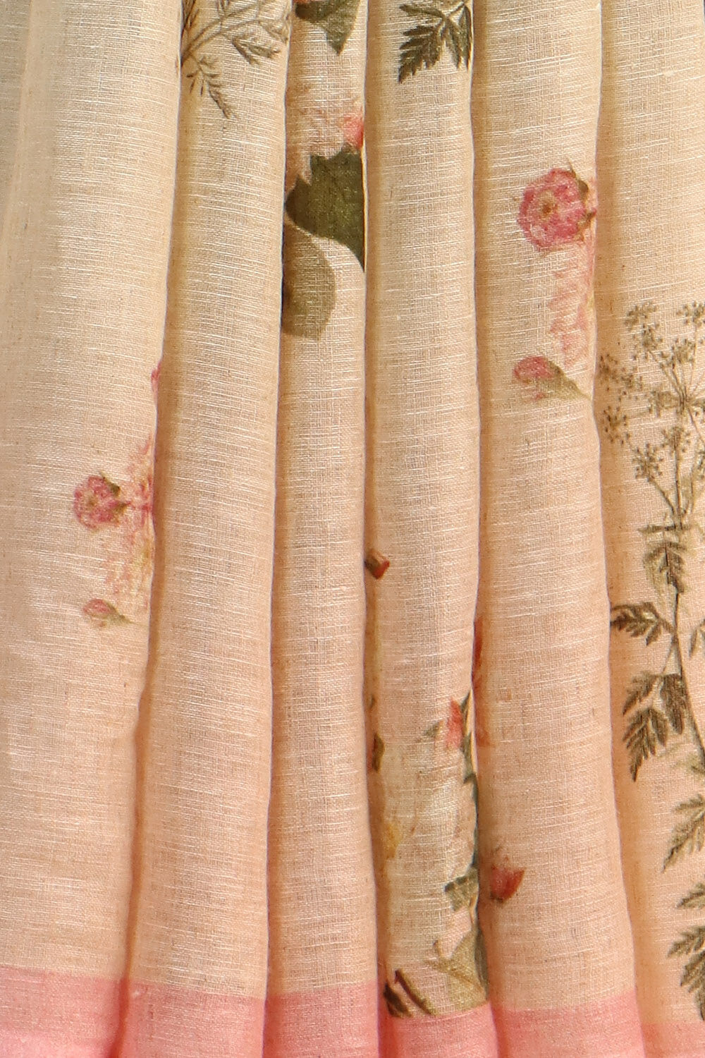 Light Pink Pure Linen Digital Printed Saree image number null