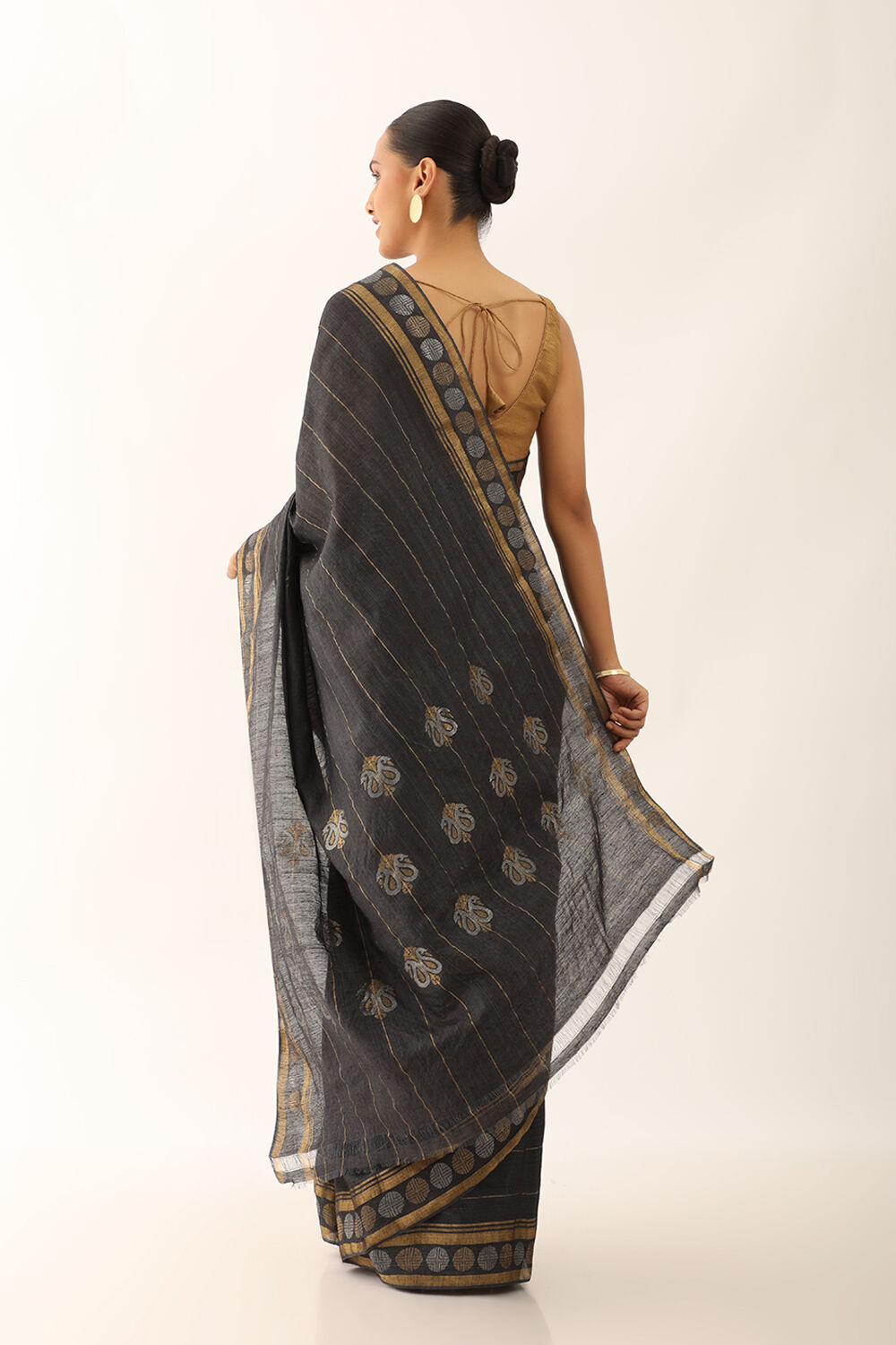 Black Chattisgarh Pure Tussar Silk Woven Saree image number null