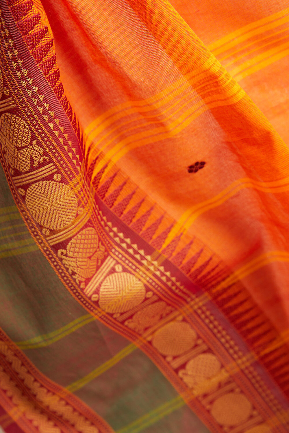 Orange Woven Pure South Cotton Saree image number null