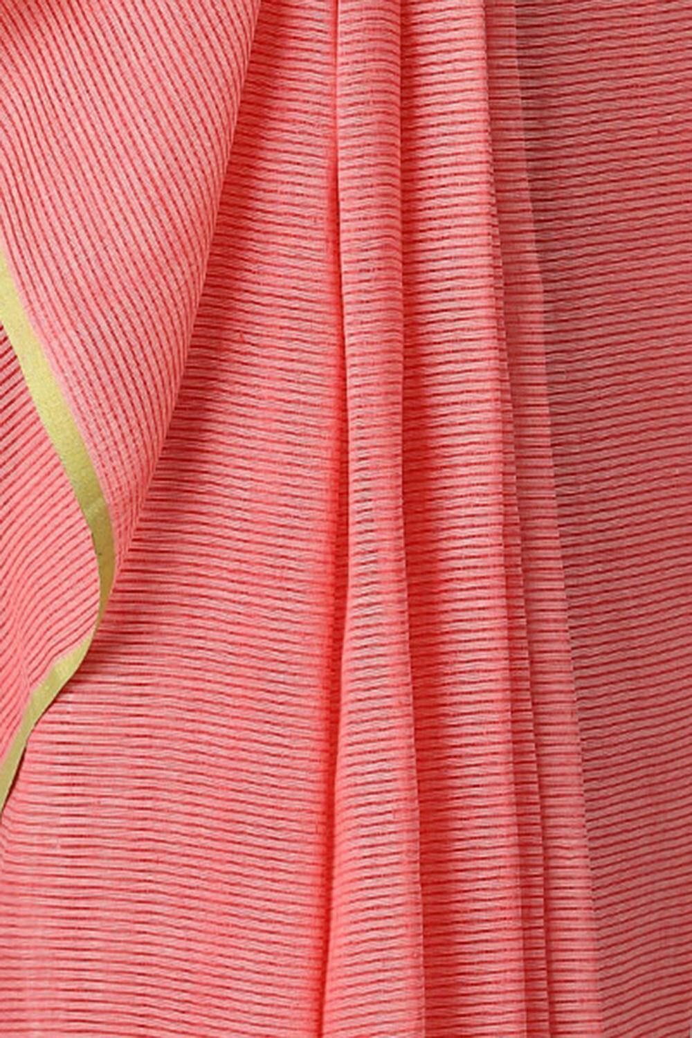 Pink Pure Cotton Linen Bengal Saree image number null