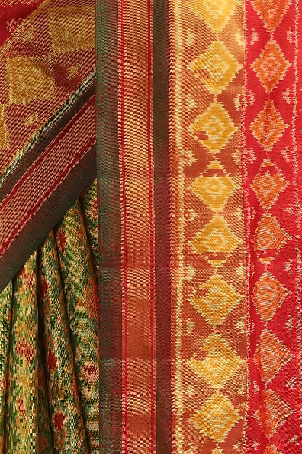 Green Pure Silk Rajkot Patola Ikat Saree image number null