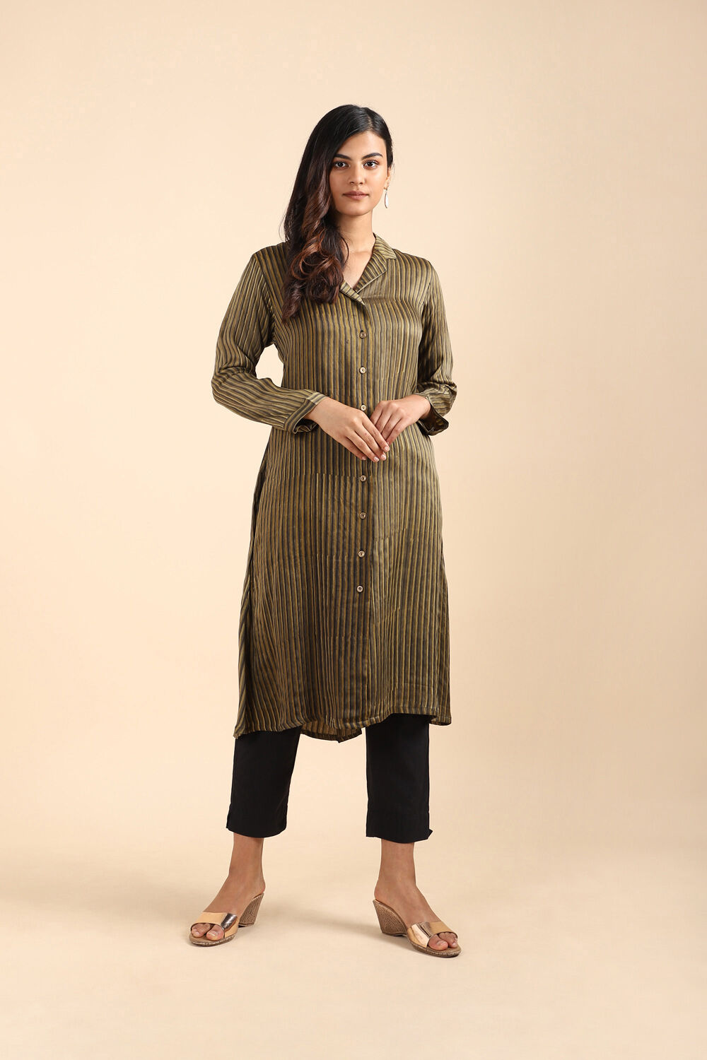 Green Viscose Bagru Block Printed Kurta image number null