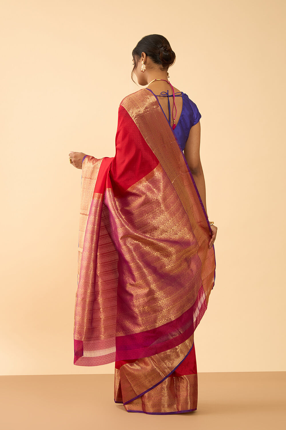 Dark Red Woven Silk Viscose Saree image number null