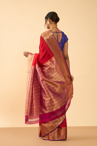 Dark Red Woven Silk Viscose Saree thumbnail image number null