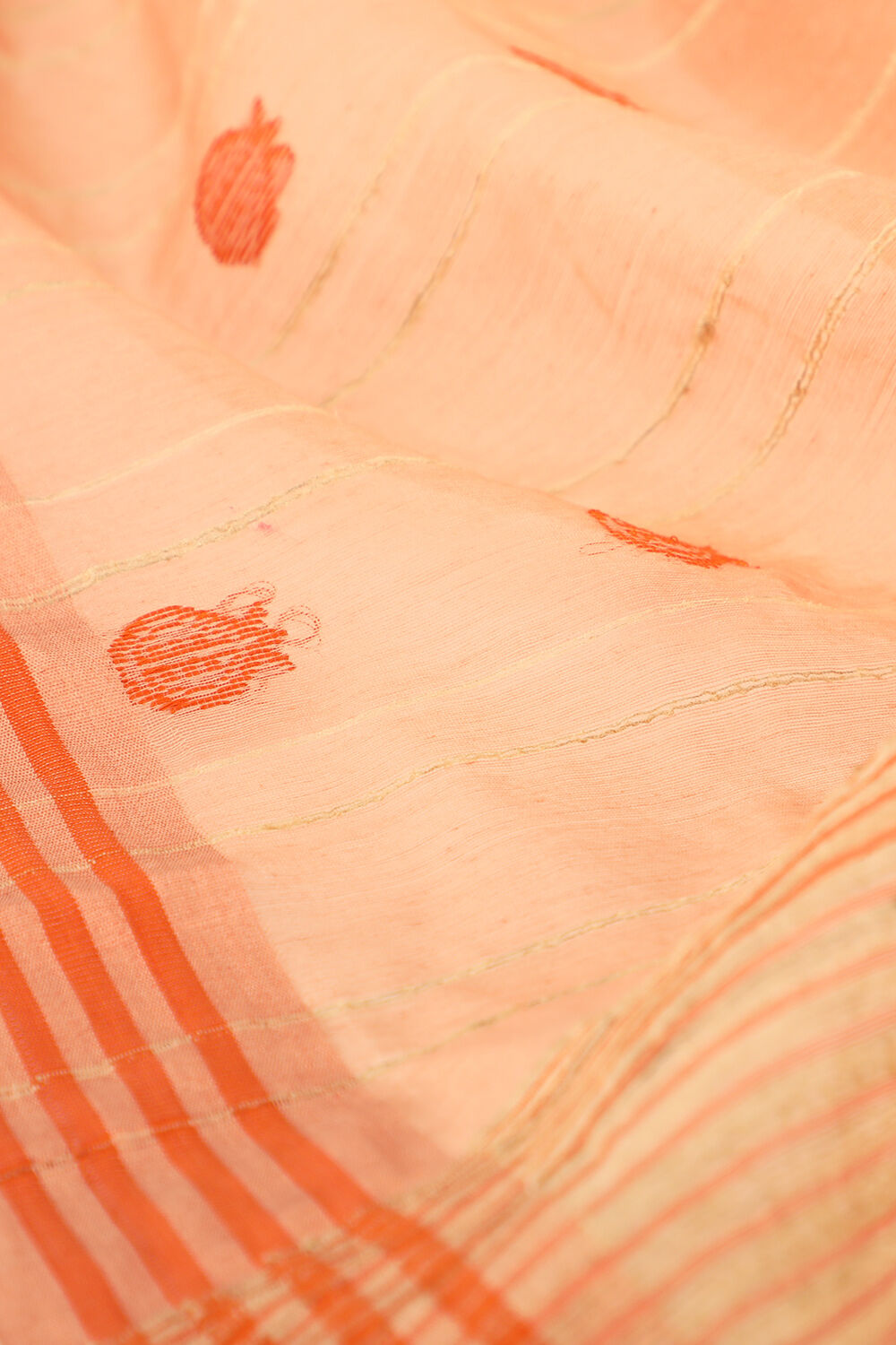 Light Orange Pure Silk Cotton Woven Chanderi Saree image number null