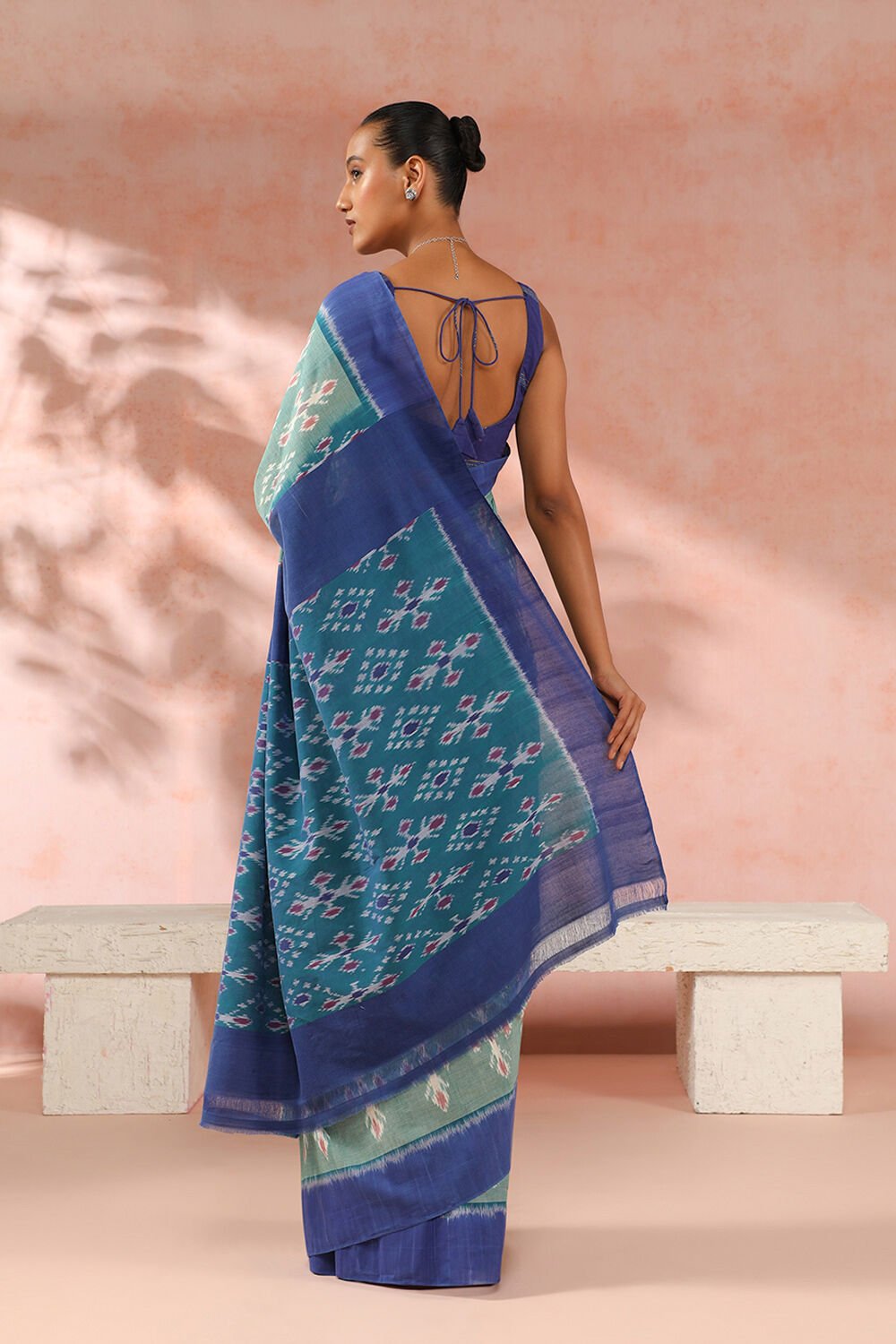 Light Green Pure Cotton Pochampalli Ikat Saree image number null