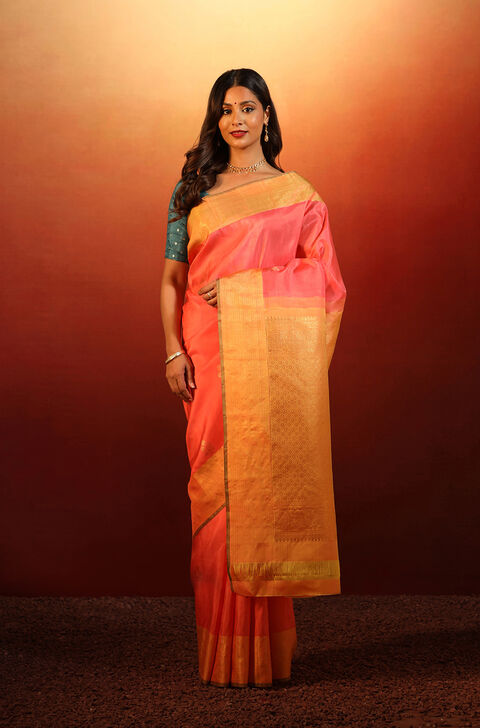 Pink Woven Pure Silk Kanjivaram Saree