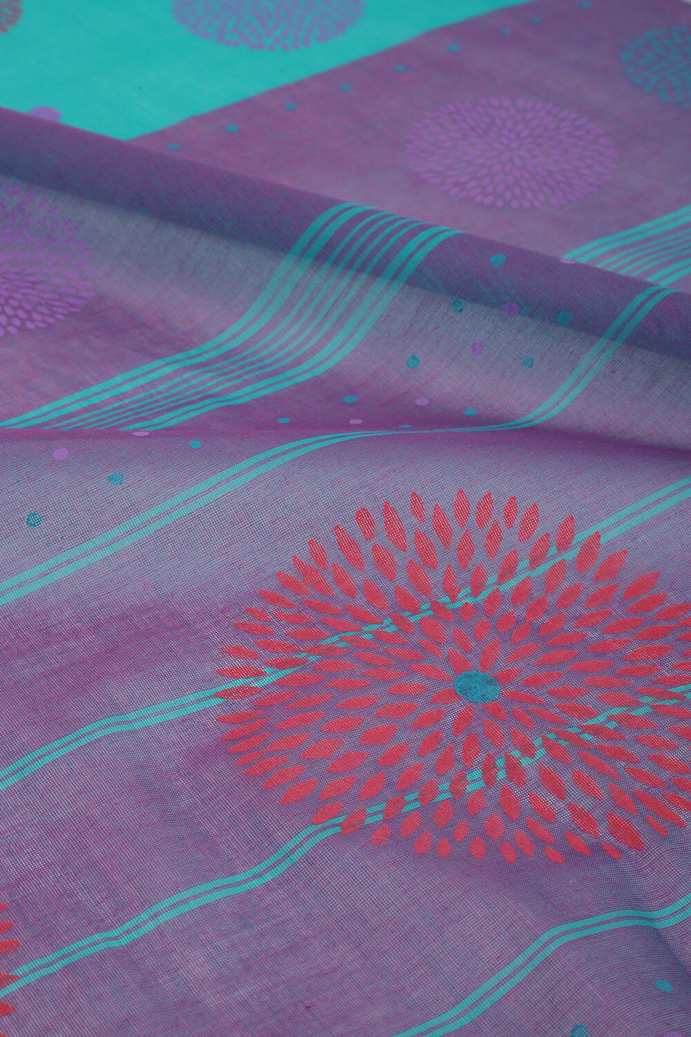 Blue Rajasthan Block Printed Pure Cotton Saree image number null