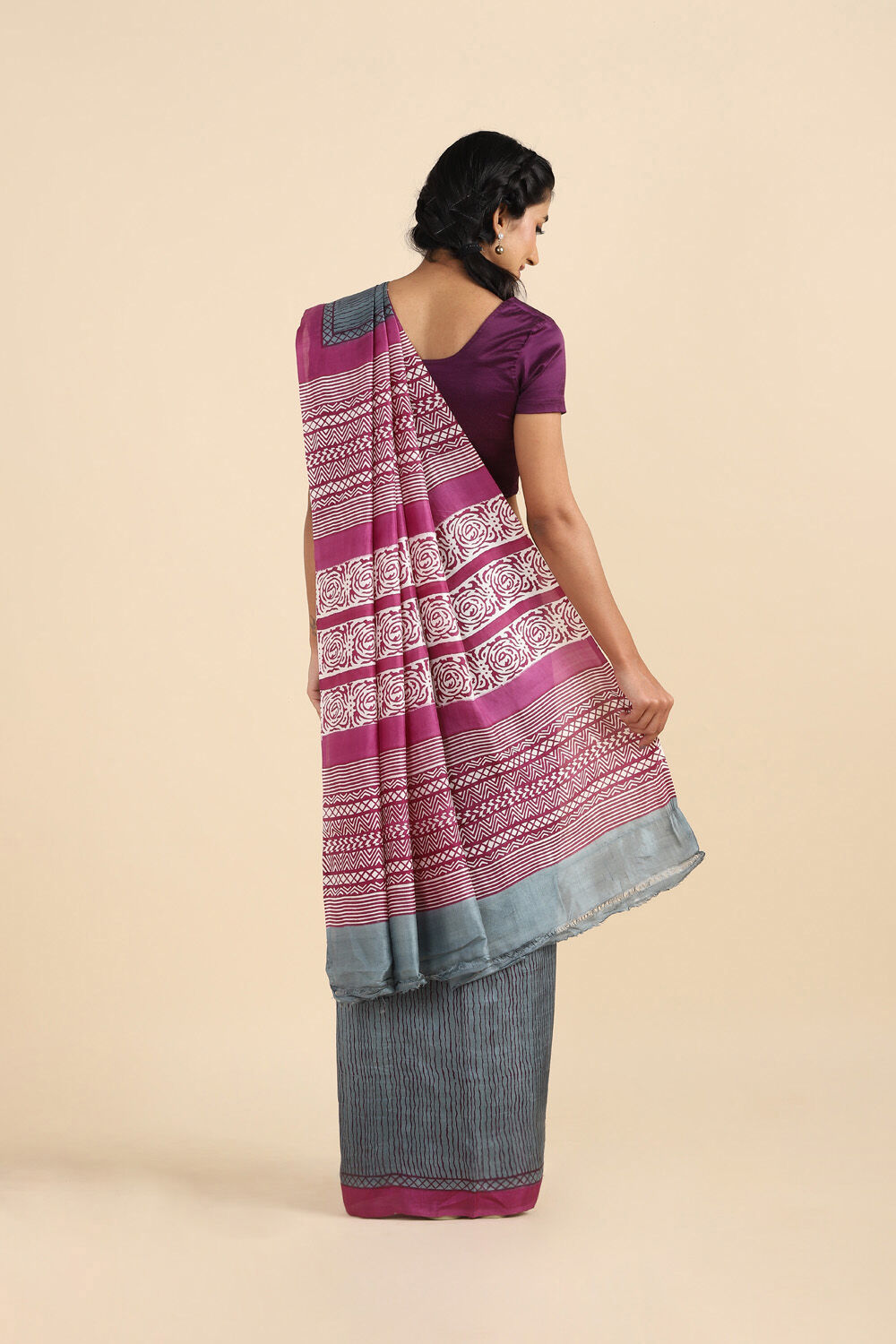 Grey Pure Silk Printed Saree image number null