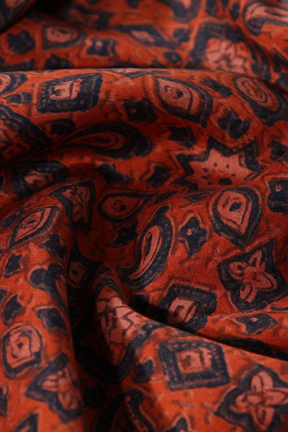 Orange Pure Silk Ajrakh Printed Saree image number null