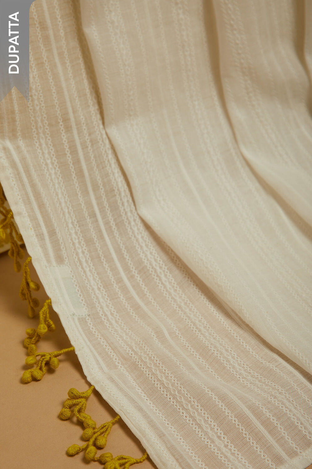 Yellow Printed Pure Cotton Linen Unstitched Suit Set image number null