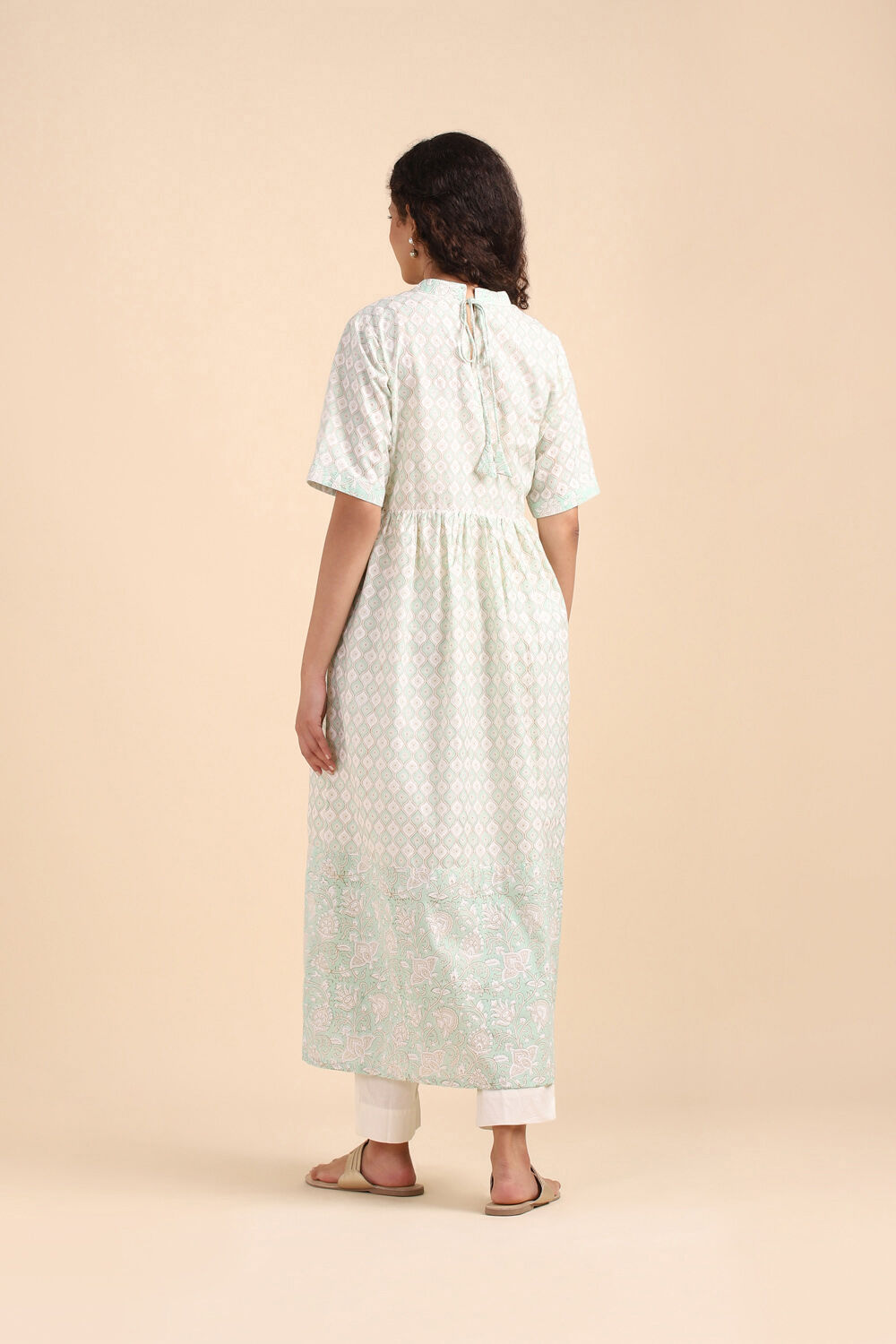 Light Green Cotton Block Printed Kurta image number null