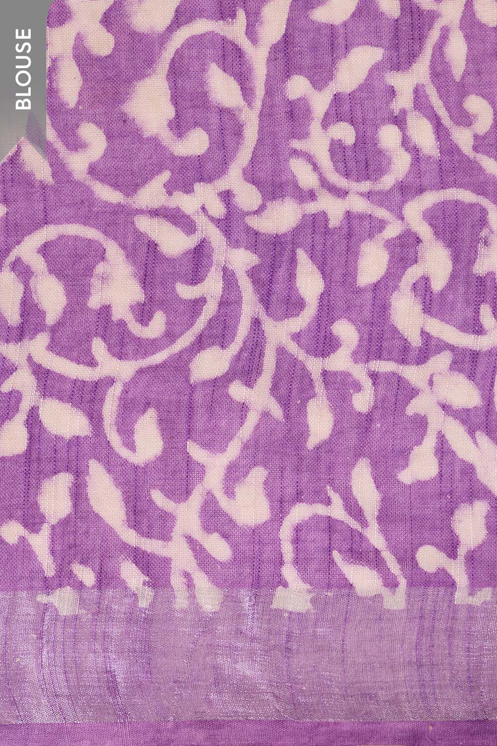Light Violet Bagru Viscose Cotton Dabu Block Printed Saree image number null