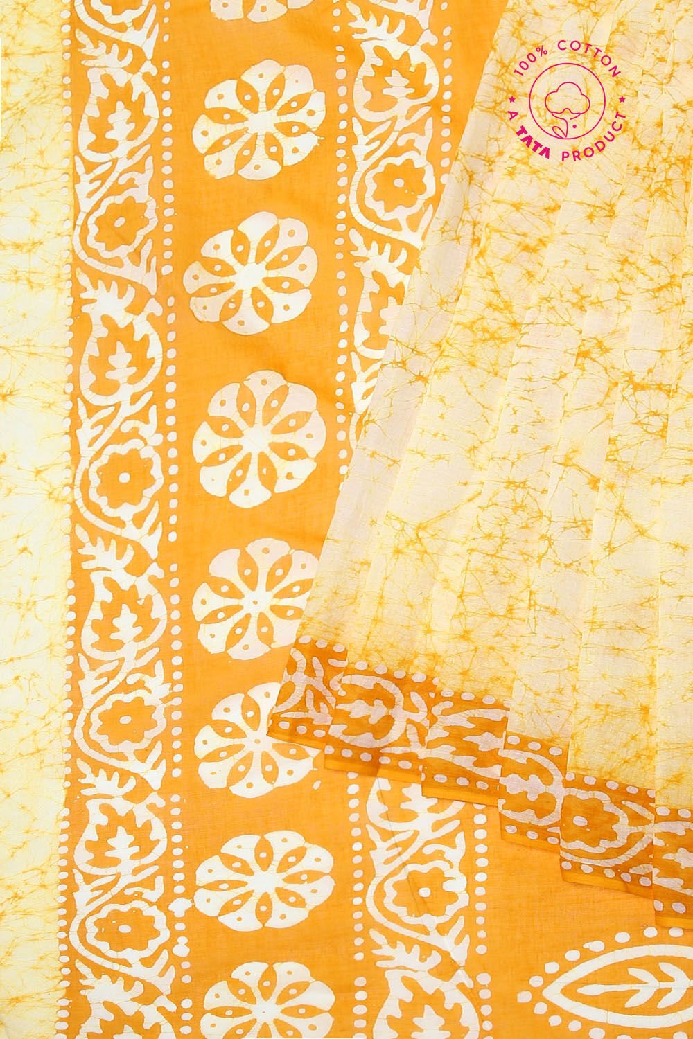 Yellow Pure Cotton Batik Saree image number null