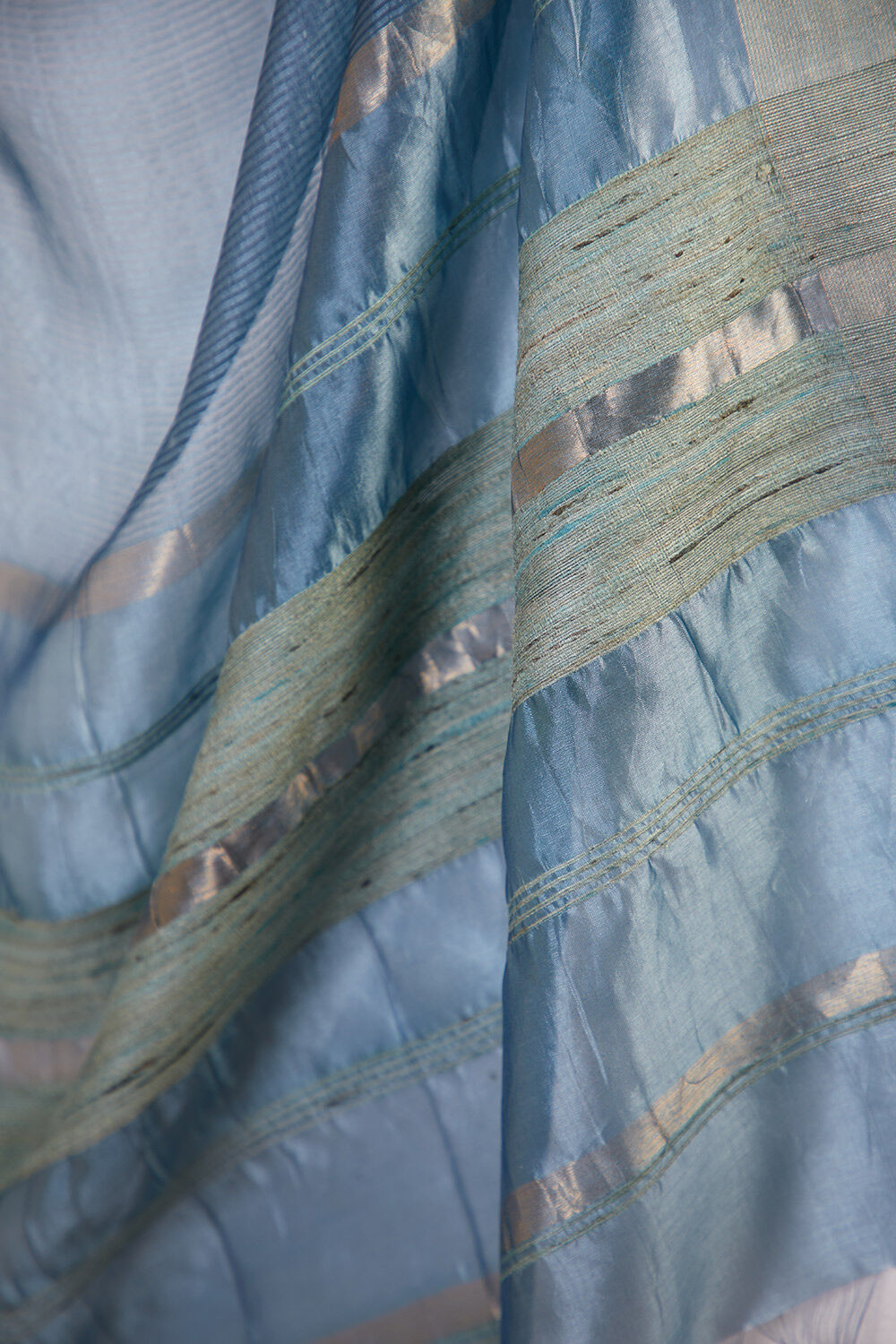 Blue Bhagalpur Woven Silk Tencel Saree image number null
