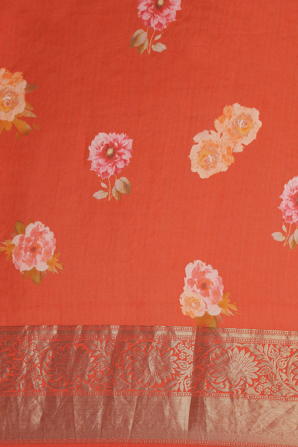 Light Pure Orange Organza Digital Printed image number null