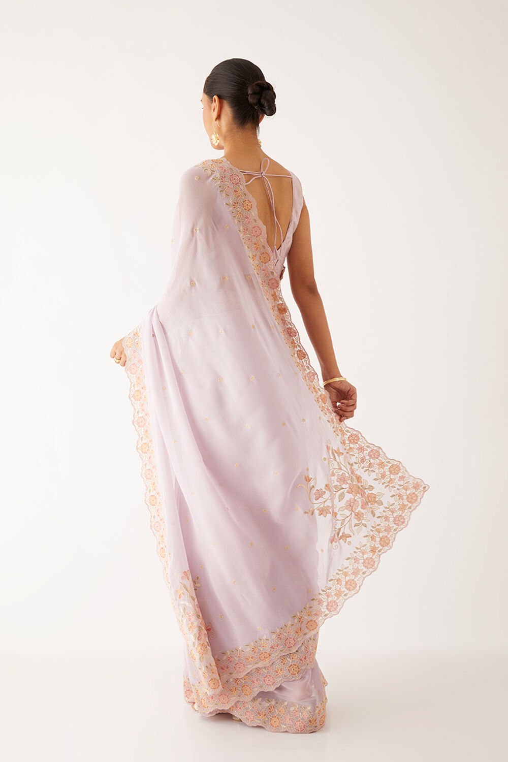 Light Violet Viscose Georgette Embroidered Saree image number null