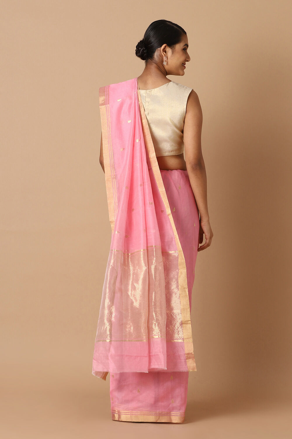 Light Pink Pure Silk Cotton Chanderi Saree image number null