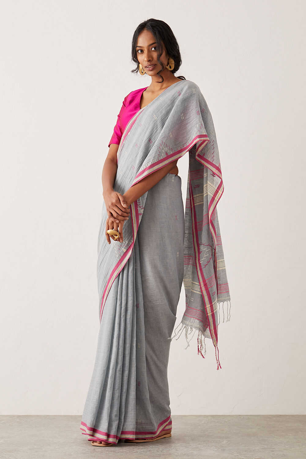 Green Pure Cotton Jamdani Saree image number null