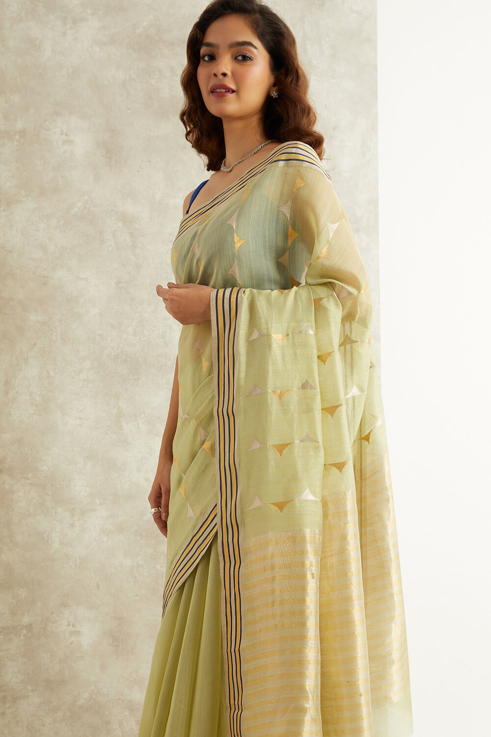 Light Green Pure Silk Cotton Eknaliya Chanderi Saree image number null