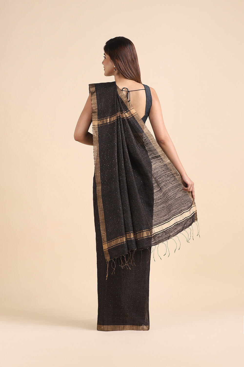 Black Pure Silk Vanya Bengal Saree image number null