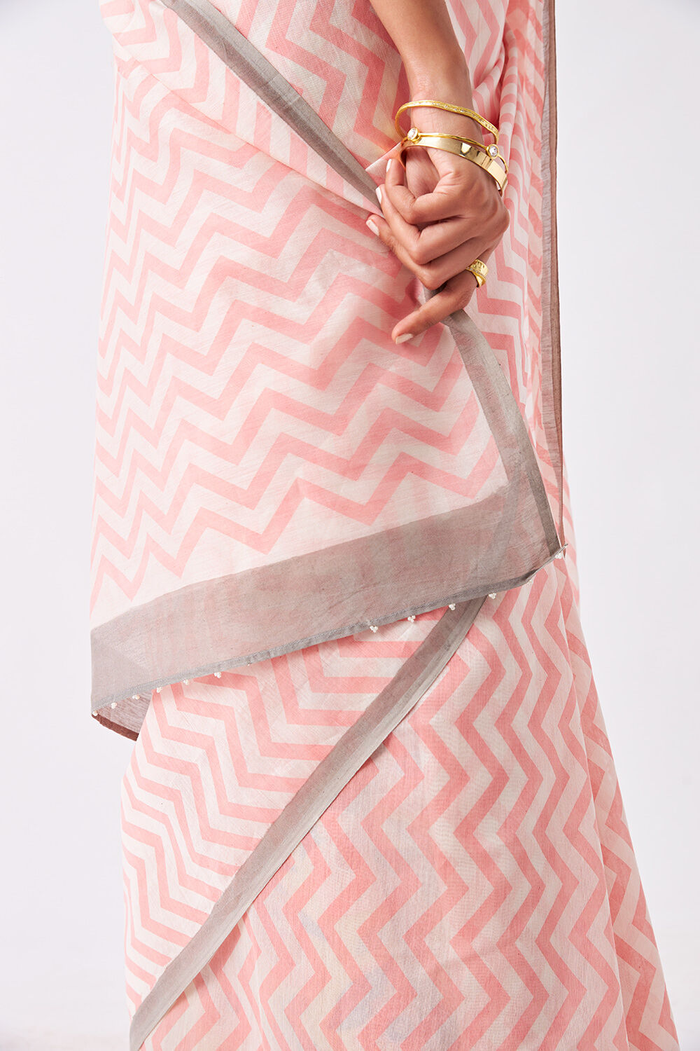 Light Pink Pure Silk Cotton Printed Saree image number null