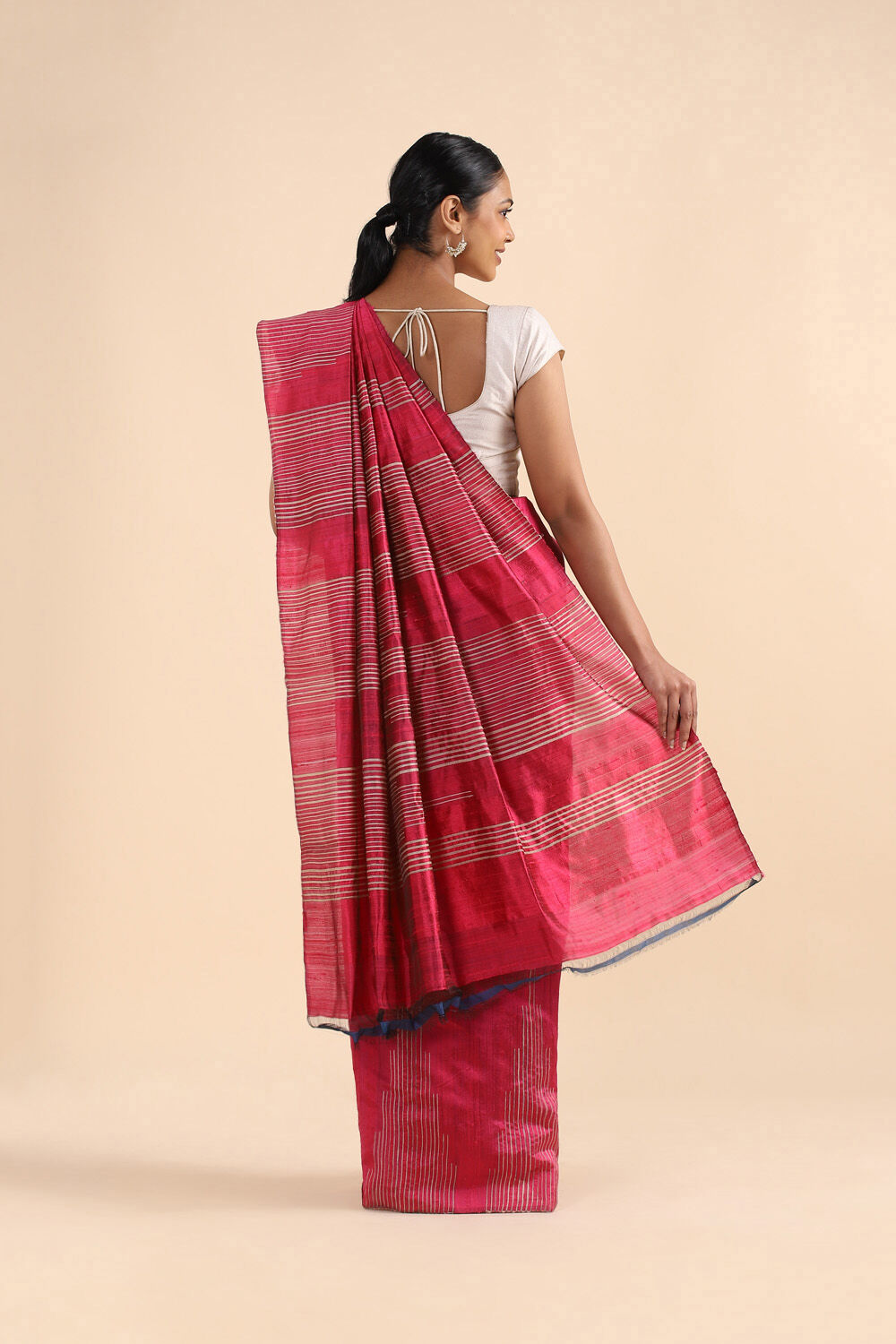 Dark Pure Pink Silk Woven Saree image number null