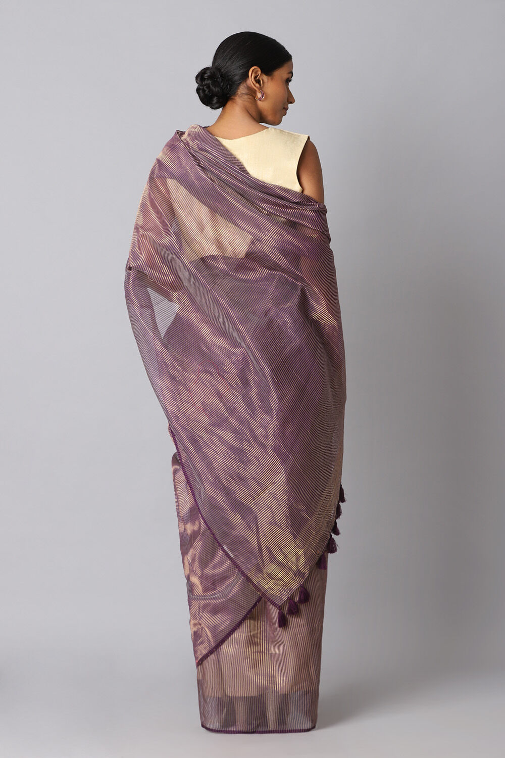 Violet Pure Silk Cotton Embroidered Saree image number null