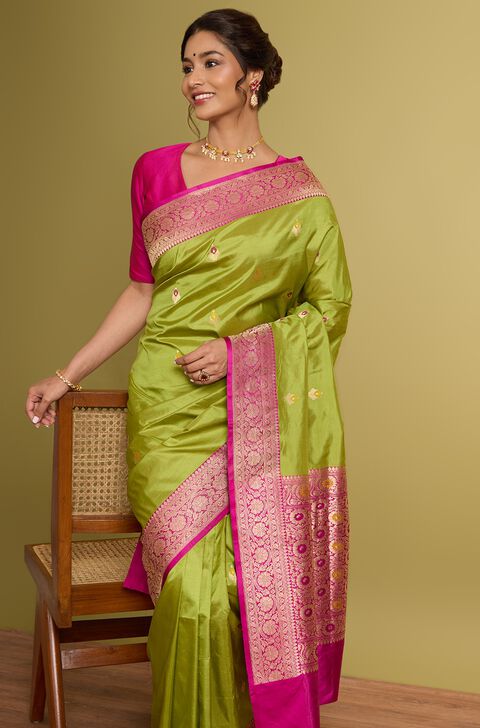Green Pure Silk Kadwa Banarasi Saree