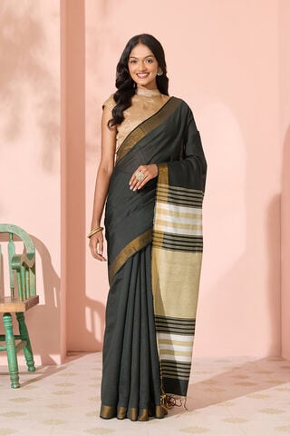 Black Woven Silk Viscose Bhagalpur Saree thumbnail image number null