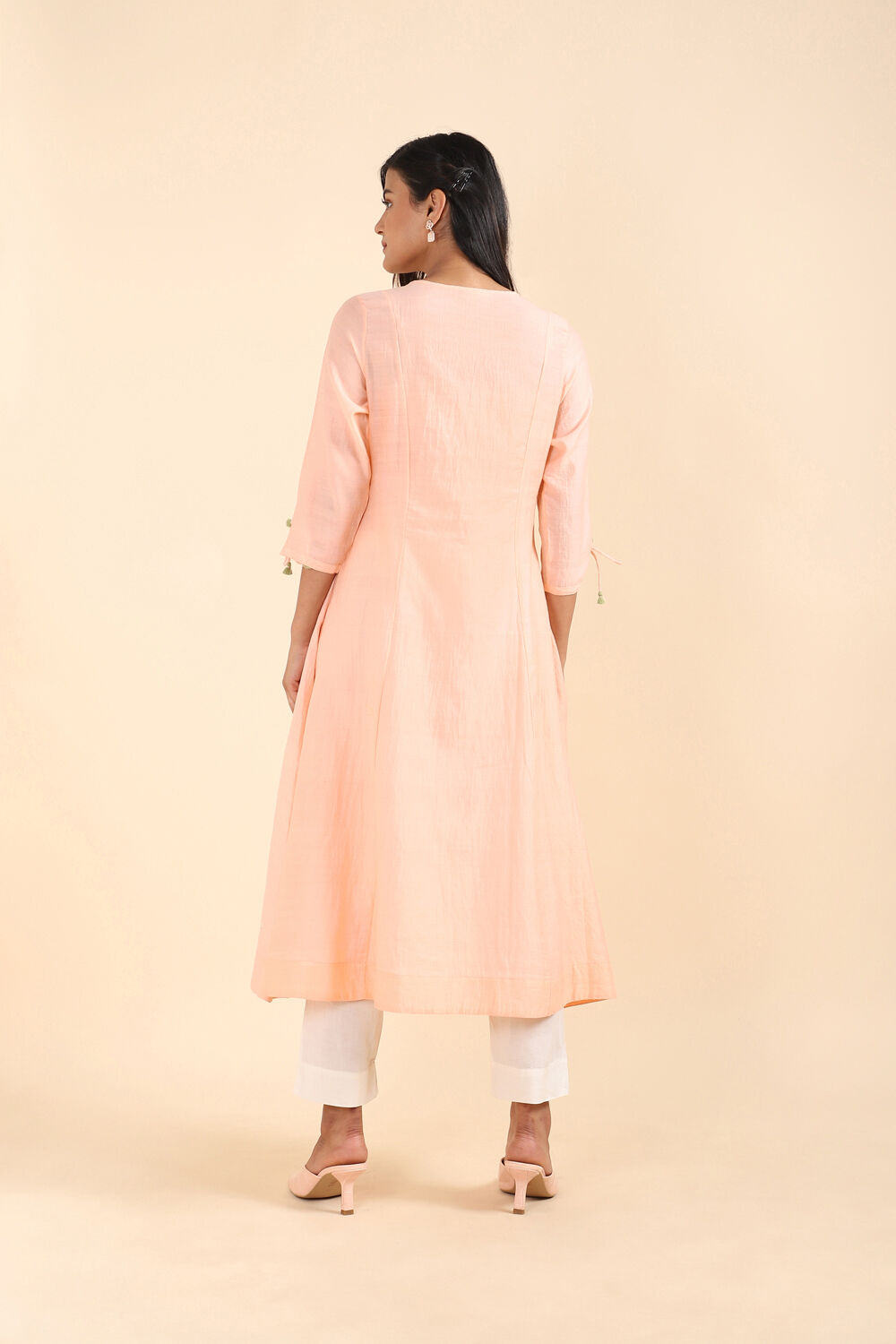 Light Pink Silk Cotton Jamdani Kurta image number null