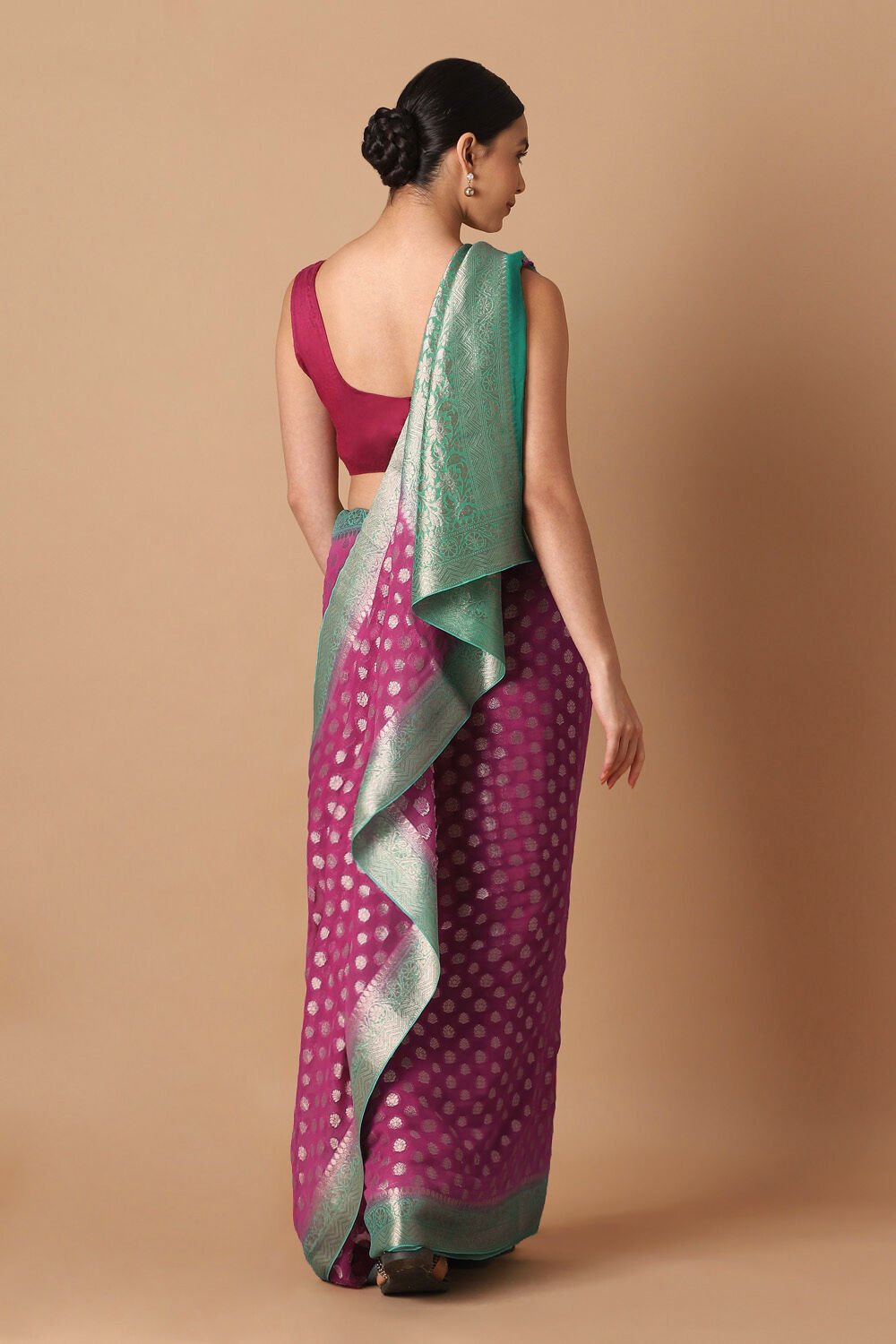 Pink Viscose Pure Georgette Banarasi Saree image number null