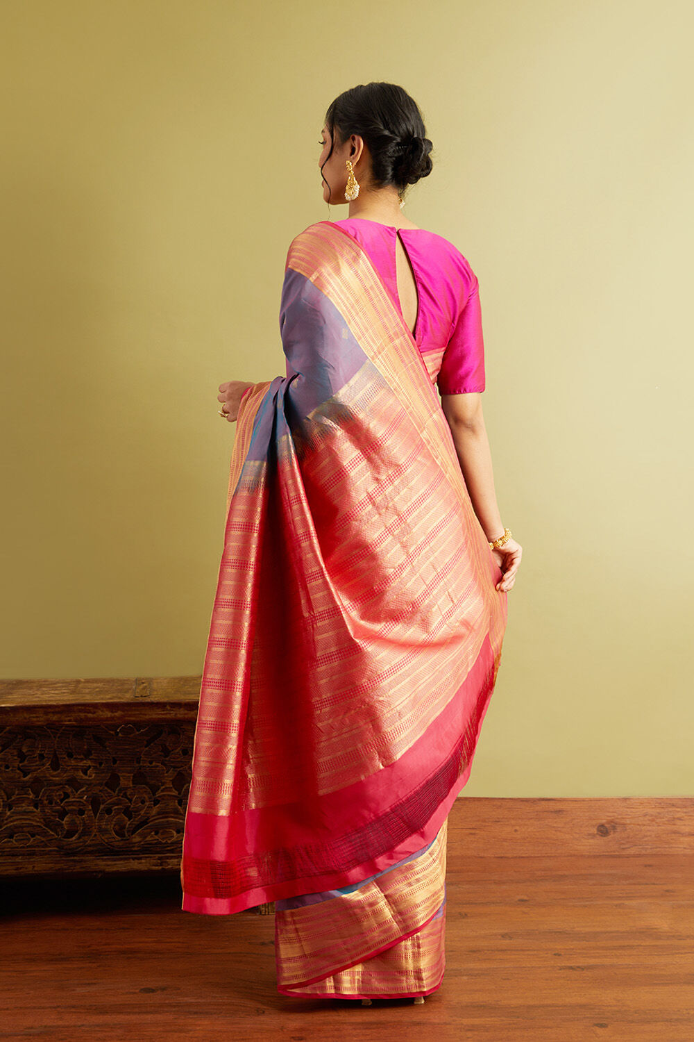 Blue Woven Silk Viscose Saree image number null