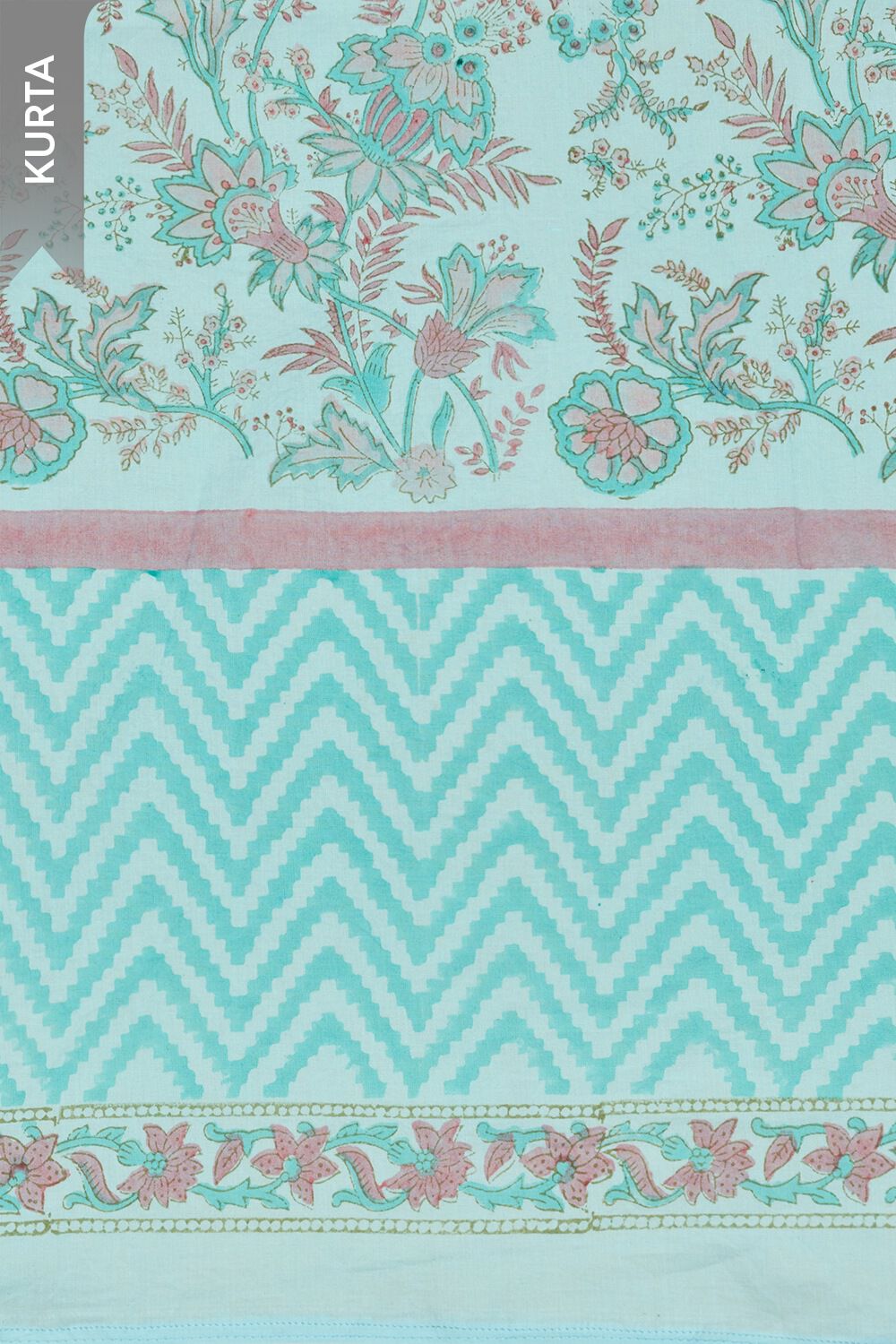 Light Blue Pure Cotton Printed Sanganeri Unstitched Suit Set image number null
