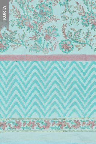 Light Blue Pure Cotton Printed Sanganeri Unstitched Suit Set thumbnail image number null