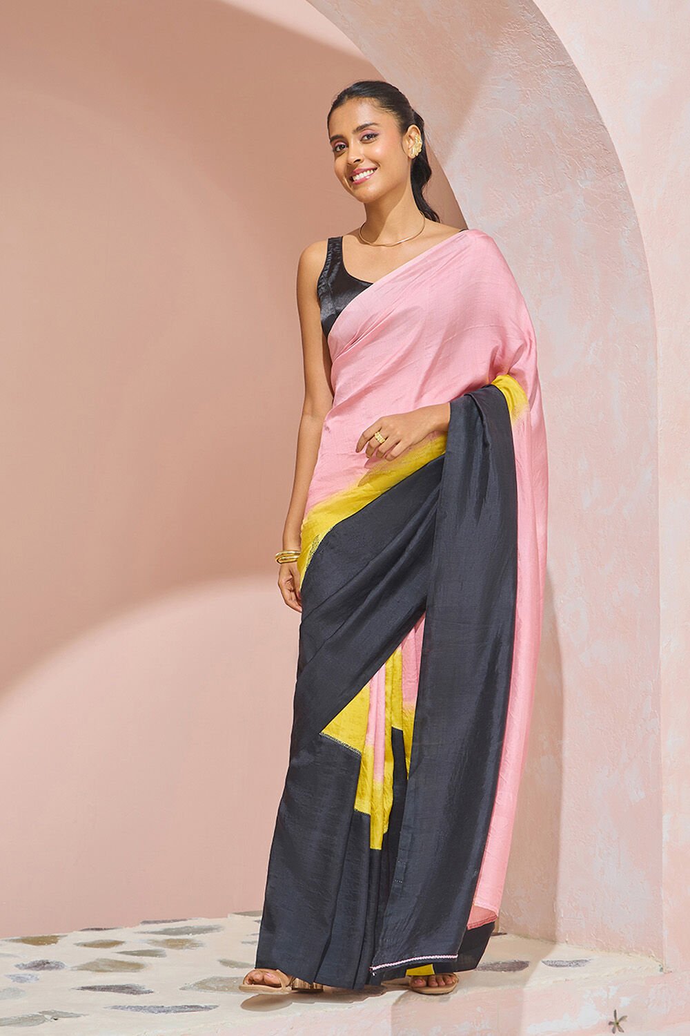 Multi Murshidabad Pure Silk Hand Painted Saree image number null
