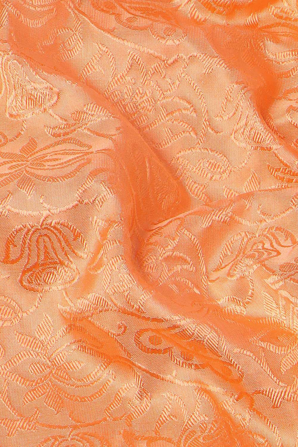 Light Orange Pure Silk Banarasi Tanchoi Saree image number null