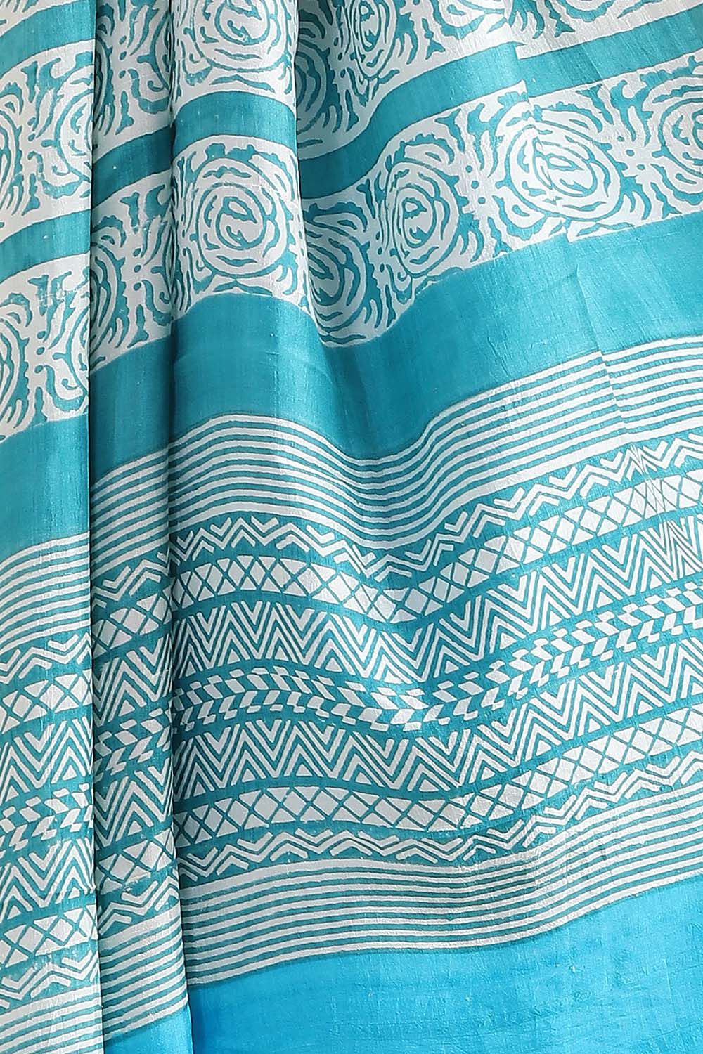 Light Blue Pure Silk Printed Saree image number null