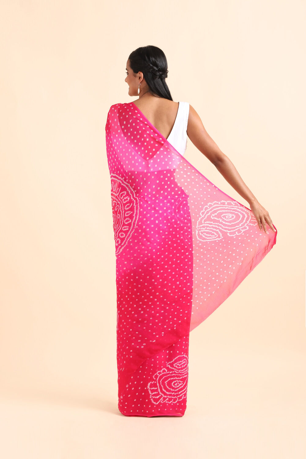 Pink Pure Georgette Bandhani Saree image number null